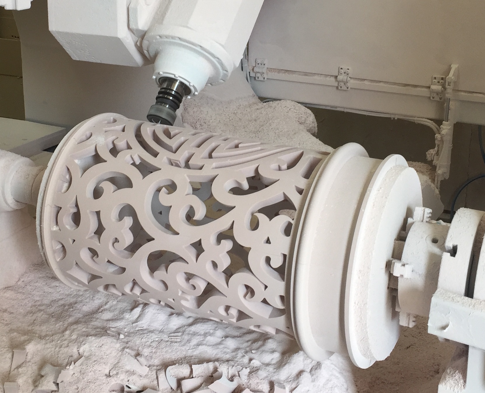 Lattice and Pierced Column CNC Milling and CAD Render
